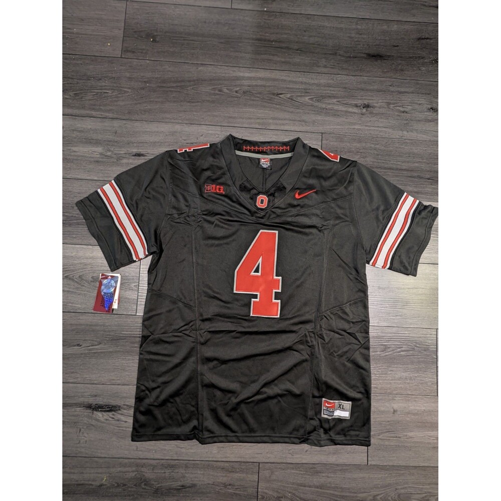 Jeremiah Smith #4 Black Buckeye Stripe 2026 OSU Ohio State Jersey XL